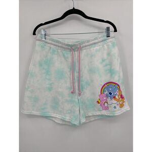 CareBears Size Large Pull-On SHORTS Relaxed Mint Green Tie‎ Dye French Terry NEW